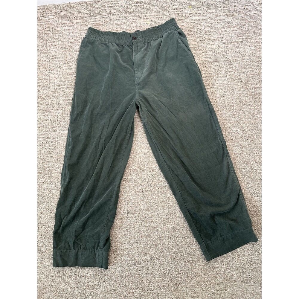 Madewell Corduroy Pants Womens Medium M Green Pull On Elastic Waist Tapered